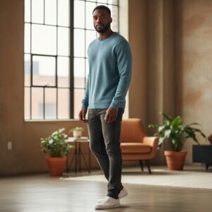 Lee‎ NWT Teal Blue Crew Neck Ribbed Long Sleeve T-Shirt Sz. L Reg. Fit